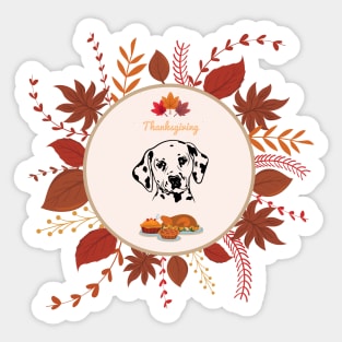 Cute Dalmatian Dog with Thanksgiving Theme Sticker